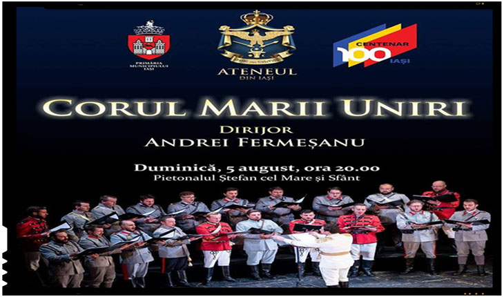 Eveniment dedicat Centenarului pe pietonalul Ștefan cel Mare din Iași: Corul Marii Uniri