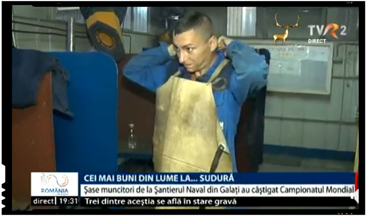 România are cei mai buni sudori din lume! Șase muncitori de la Şantierul Naval din Galaţi au câştigat Campionatul Mondial de Sudură, organizat în China, Foto: TVR 2