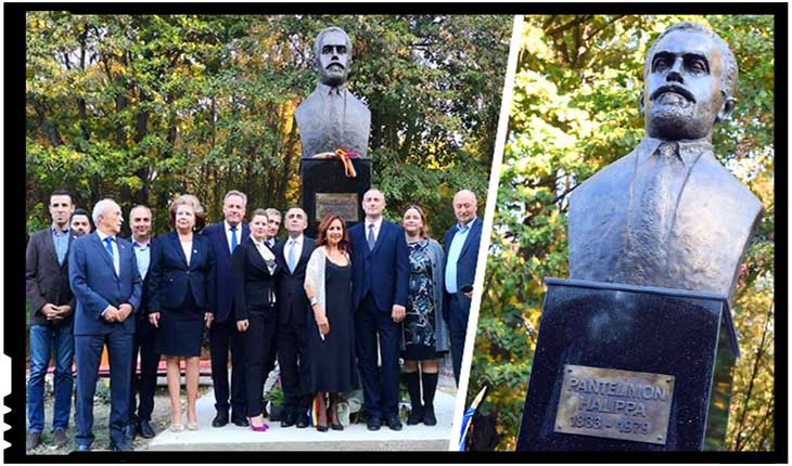 Bustul lui Pantelimon Halippa, unul dintre fondatorii mișcării unioniste din Basarabia, a fost inaugurat la Bucov, fiind amplasat pe Aleea Unirii, Foto: Facebook / Ludmila Sfirloaga