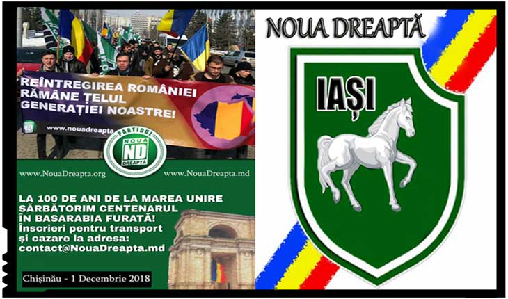Filiala Iași a Partidul Noua Dreaptă invită românii să participe la sărbătorirea Centenarului la Chișinău pe 1 Decembrie 2018, Foto: facebook.com/nouadreapta.iasi