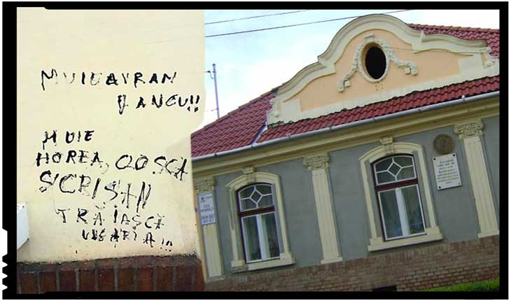 Antiromânism! Casa memorială ,,Avram Iancu" de la Târgu Mureș, vandalizată de către extremiști, Foto: facebook.com/marius.pascan.10