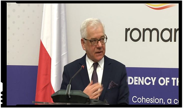 Jacek Czaputowicz, Ministrul de Externe din Polonia: "Noi suntem tratați nedrept, ca și alte țări din regiune, România, Ungaria, țările baltice", Foto: Youtube / MAE