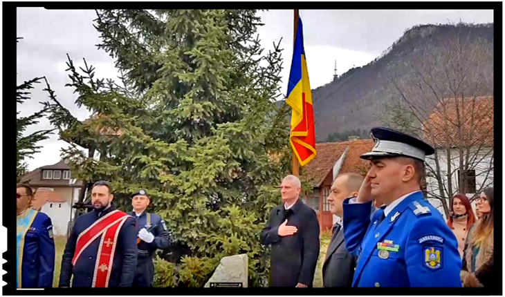 Ceremonial militar și religios organizat la Brașov la mormântul lui Nicolae Titulescu, Foto: facebook.com/jandarmeriabrasov.ro
