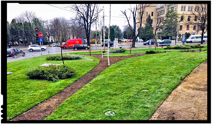 Încă un parc din Iași îmbracă haine noi: gazon, aspersoare și mobilier urban pentru Parcul Berthelot, Foto: facebook.com/serviciipubliceiasi