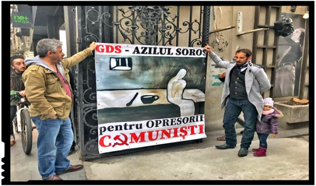 Protest în fața cuibului de bolșevici de la GDS, Foto: facebook.com/dan.chitic