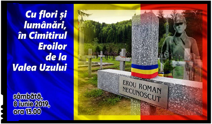 Cu flori și lumânări, în Cimitirul Eroilor din Valea Uzului, Foto: facebook.com/events/2293011064297656/
