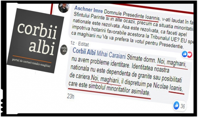 Discriminare între minoritari? Corbii Albi: Noi, maghiarii, îl disprețuim pe Iohannis, care este simbolul minorităților asimilate, Foto: Facebook / Corbii Albi