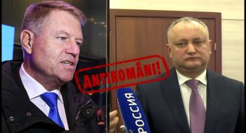 Antiromânul Dodon printre primii care l-au felicitat pe antiromânul Iohannis pentru “realegerea” sa în funcţie!