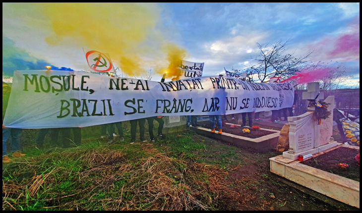 Comemorare organizată de către suporterii echipei naționale: "Moșule, ne-ai învățat printr-un îndemn bărbătesc/ Brazii se frâng, dar nu se îndoiesc"