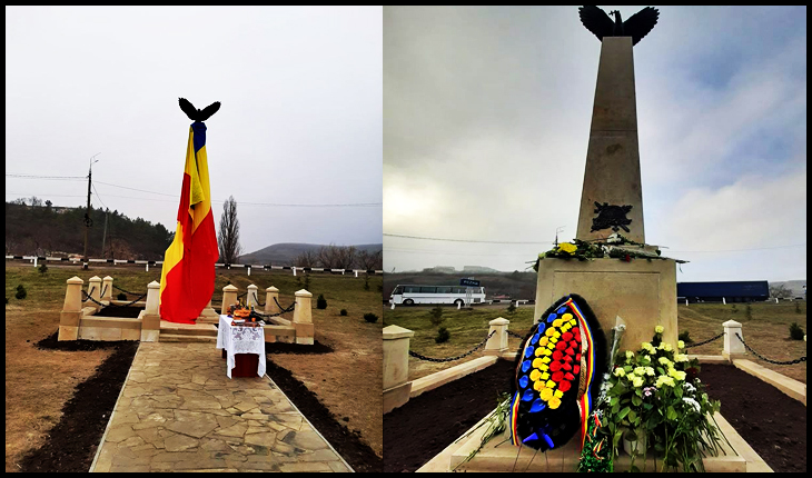 Monument al eroilor români din Primul Război Mondial, distrus de sovietici, refăcut și inaugurat la Rezina în Republica Moldova, Foto: Facebook / Primaria Rezina