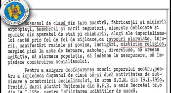 Șocant! Ordinul împotriva “dușmanului de clasă” din 3 aprilie 1950, ciudat de asemănător cu ideile “progresiste” de azi