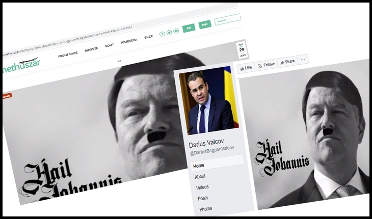 O publicație maghiară a folosit poza cu Iohannis comparat cu Hitler, pentru care a fost amendat de CNCD Darius Vâlcov în trecut
