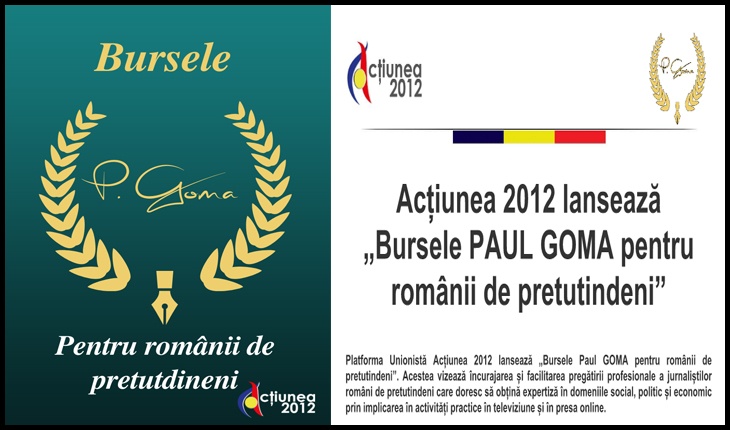 Acțiunea 2012 lansează „Bursele Paul GOMA pentru românii de pretutindeni”