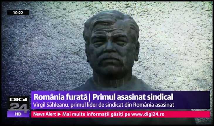 Bustul liderului sindical de la TEPRO Iași, Virgil Săhleanu, Foto: Digi 24