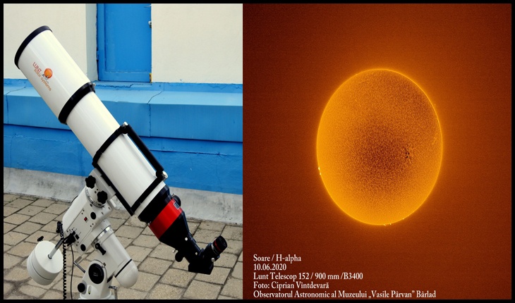 Cel mai mare telescop pentru observații solare din România va fi inaugurat la Observatorul Astronomic al Muzeului „Vasile Pârvan” din Bârlad, Județul Vaslui