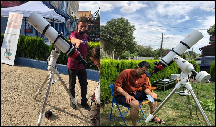 CEL MAI MARE TELESCOP SOLAR LA TG. BUJOR: Soarele văzut din Târgu Bujor, prin cel mai mare telescop destinat publicului