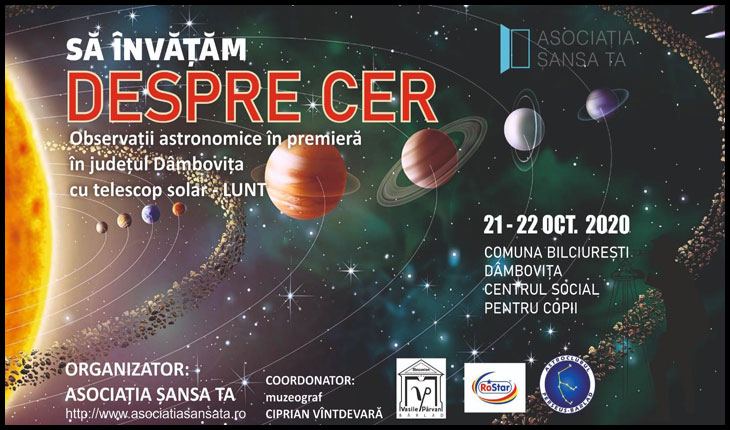 Observații astronomice cu telescopul solar în premieră națională la Centrul Social pentru Copii din Comuna Bilciurești, Jud. Dâmbovița