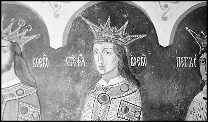 Ștefăniță Vodă pictat în Biserica Sf. Nicolae din Dorohoi alaturi de Bogdan cel Orb și Petru Rareș