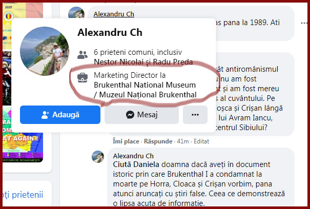 Directorul de marketing al Muzeului Brukenthal, Alexandru Chituță, sare în sprijinul Boromir
