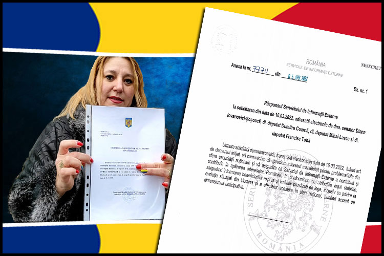 SIE îi dă dreptate senatoarei Diana Iovanovici-Șoșoacă și apreciază interesul manifestat de cei patru parlamentari în ceea ce privește problematicile din sfera securității naționale