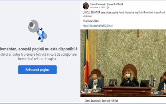 Pagina de Facebook a senatoarei Diana Iovanovici-Șoșoacă a fost ȘTEARSĂ!!! A câștigat cenzura progresistă?