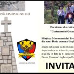 Pe 11 iunie 2023 va avea loc Sfințirea Monumentului Eroilor Neamului la Bosia, în comuna Ungheni, județul Iași