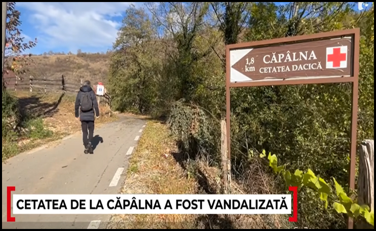 Cetatea dacică de la Căpâlna, vandalizată în cadrul unui "ritual" ciudat, Foto: captură TV Antena 1
