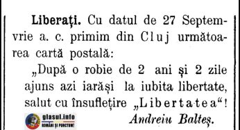 20 Mai 1901 – Redactorul patriot Andrei Balteș, de la TRIBUNA, este condamnat de către Curtea cu jurați din Cluj, la 15 luni temniță și 1.100 coroane amendă