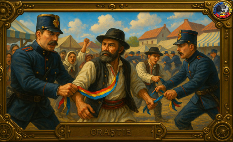 9 Iulie 1910 - Prigonirea tricolorului românesc la Orăștie de către jandarmii unguri