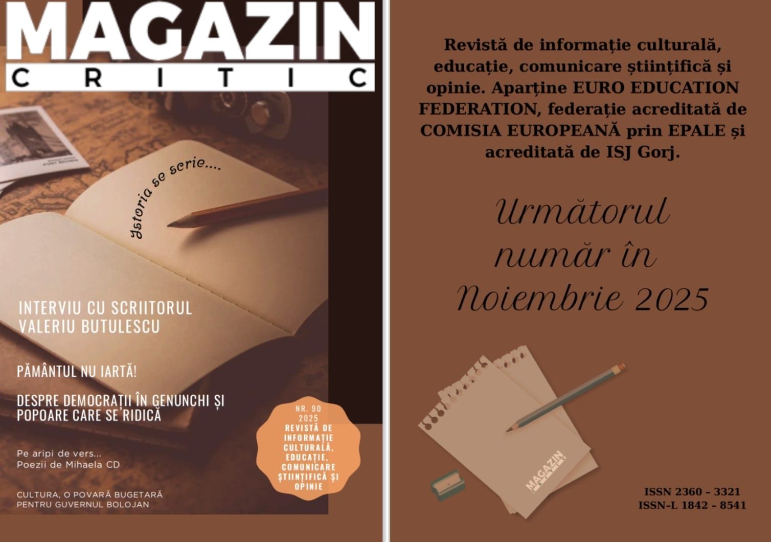 Echipa noastră a publicat numărul 90 al revistei MAGAZIN CRITIC