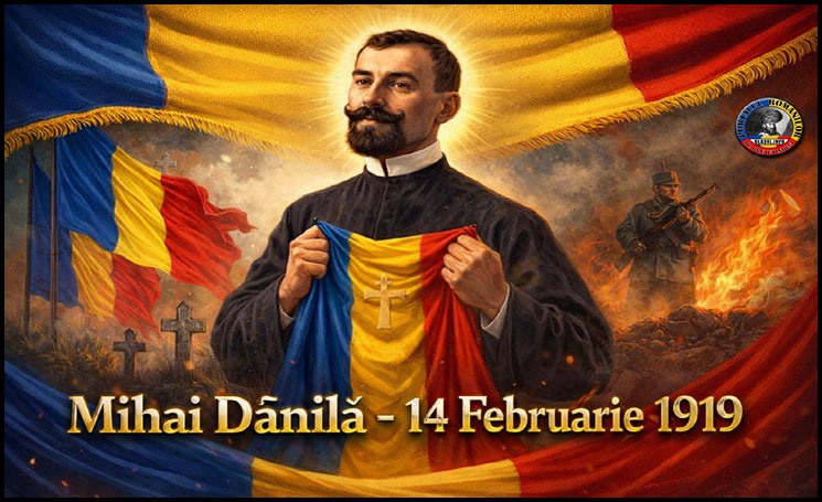 14 Februarie 1919 - Părintele Mihai Dănilă din județul Bihor a fost fost împușcat și aruncat într-un șanț. A fost învinuit că a făcut rugăciuni pentru România Mare și că a sfințit tricolorul românesc.