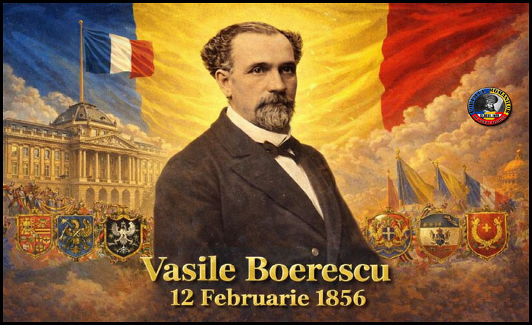 12 Februarie 1856 - Vasile Boerescu a adresat un memoriu ministrului de externe al Franței, Alexandre Walewski, în care pleda pentru constituirea unui stat național românesc independent sub garanția celor șapte mari puteri