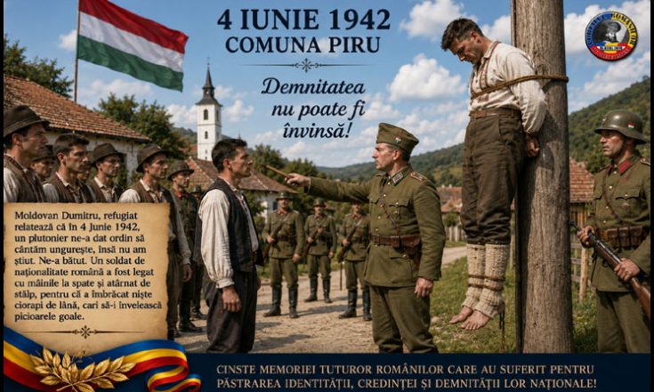 4 Iunie 1942 - Moldovan Dumitru, refugiat din Comuna Piru a relatat că un plutonier le-a dat ordin să cânte ungurește, însă nu au știut și au fost bătuți din cauza asta