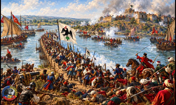 Bătălia de la Giurgiu din 1595 - artileria toscană dărâmă o parte din zidul fortăreței otomane, așa încât aliații creștini pătrund învingători în cetate